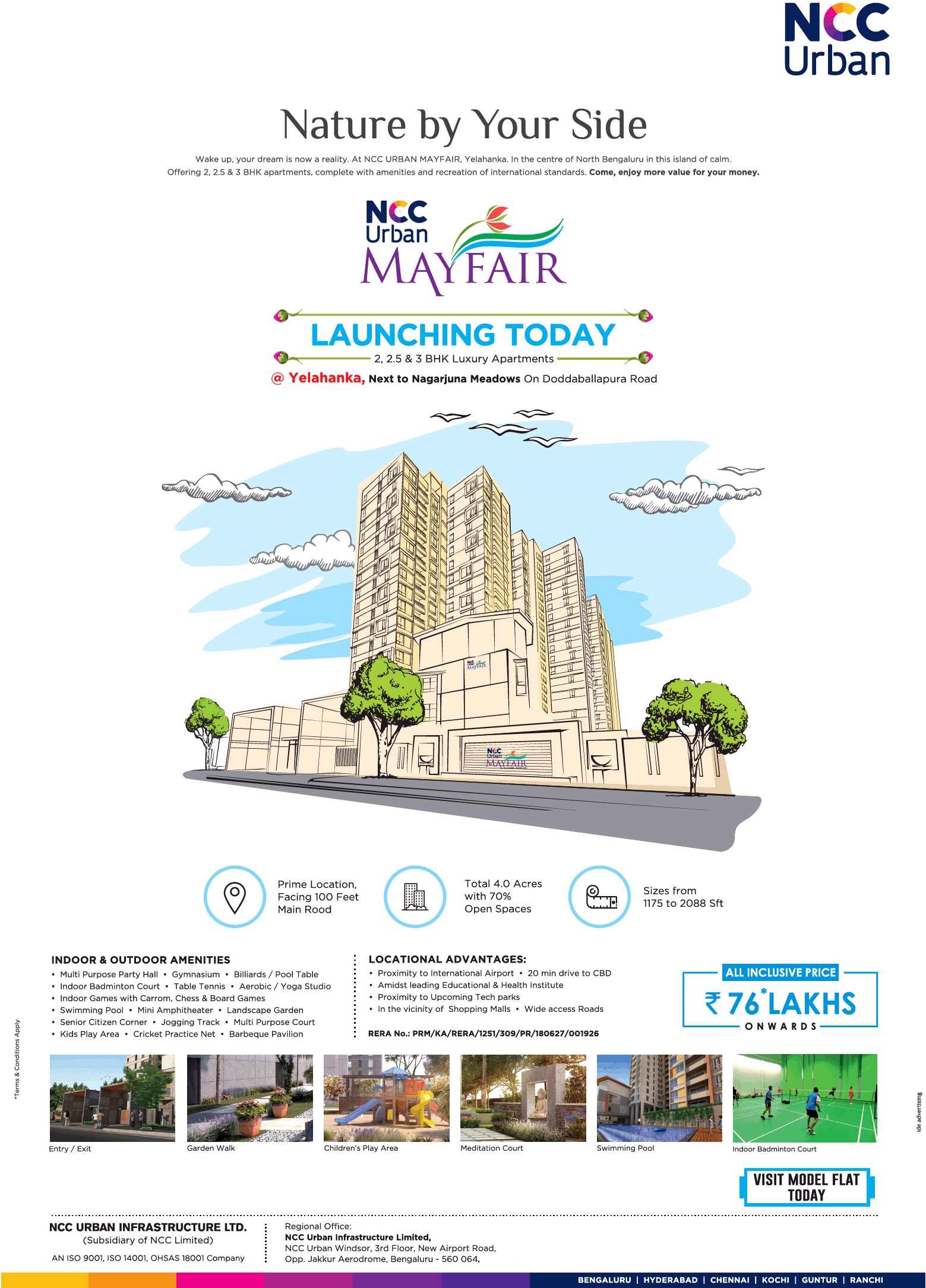 NCC Urban Mayfair launching 2, 2.5 & 3 BHK luxury apartments in Bangalore Update